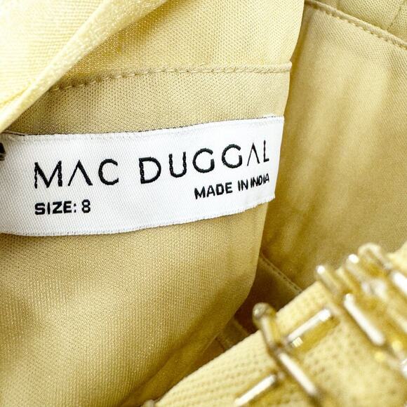 MAC DUGGAL Women's Beaded Cap Sleeve V Neck Column Gown In Gold Size 8 NWT - Picture 12 of 13